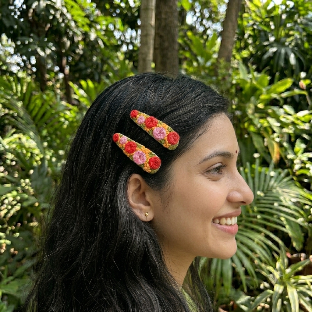 Embroidery Hair Clip, Tic-Tac Style