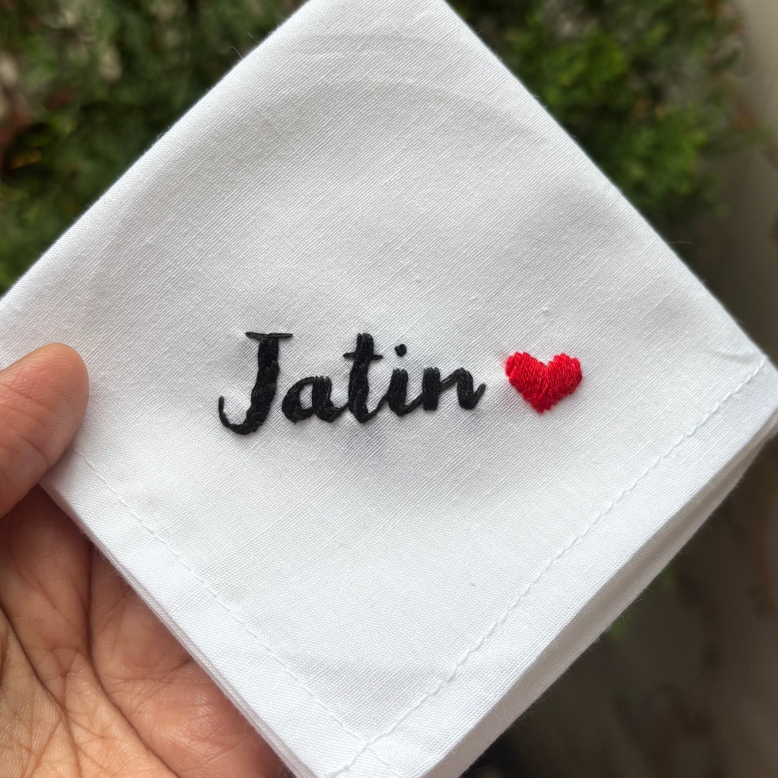 Name Embroidery Handkerchief With Heart