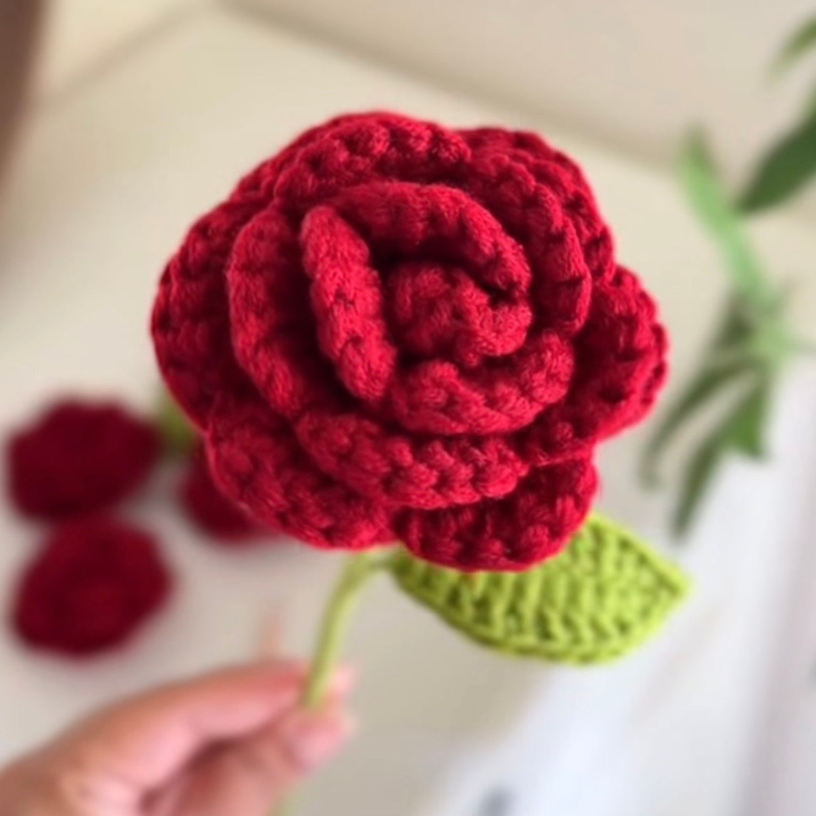 Handmade Crochet Red Rose