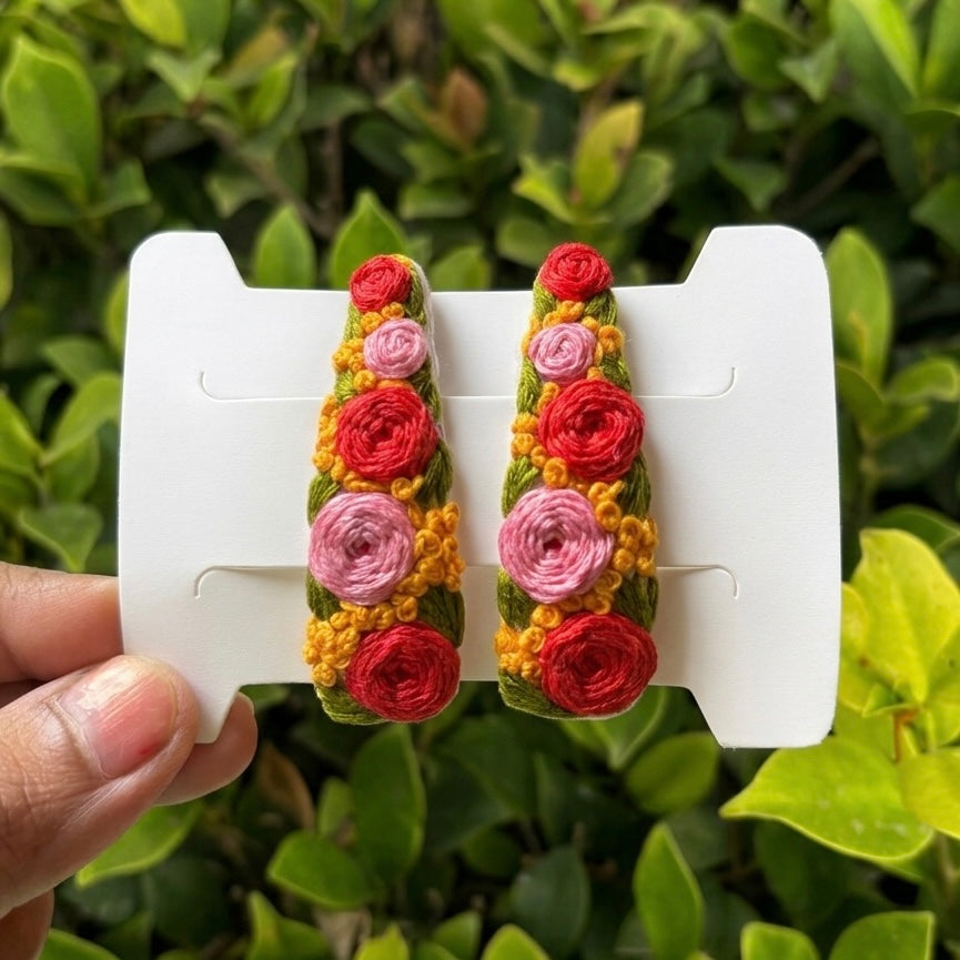 Embroidery Hair Clip, Tic-Tac Style