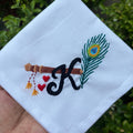 Morpankh and flute embroidery handkerchief