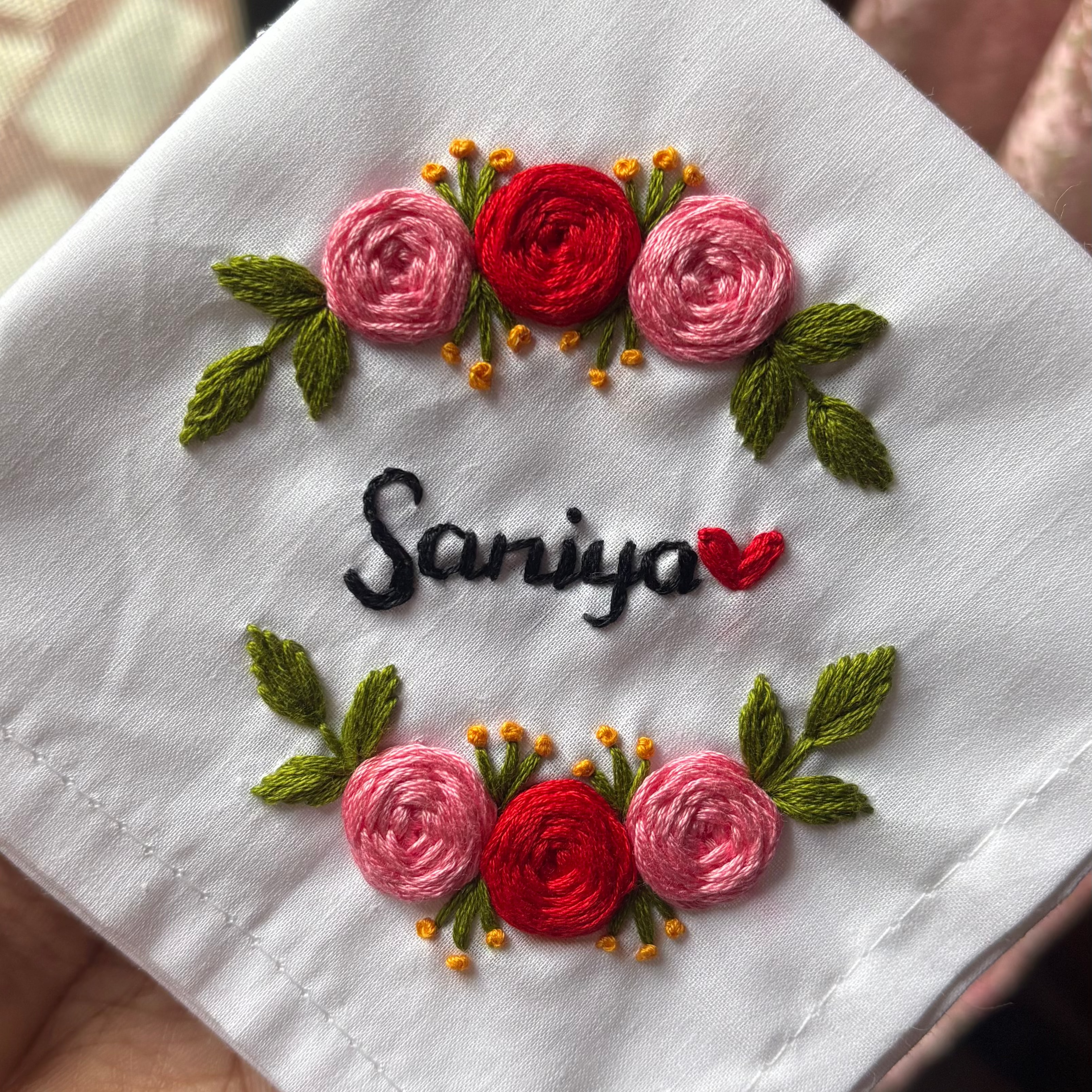 Floral name - embroidery handkerchief