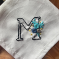 Floral Initial M - embroidery handkerchief