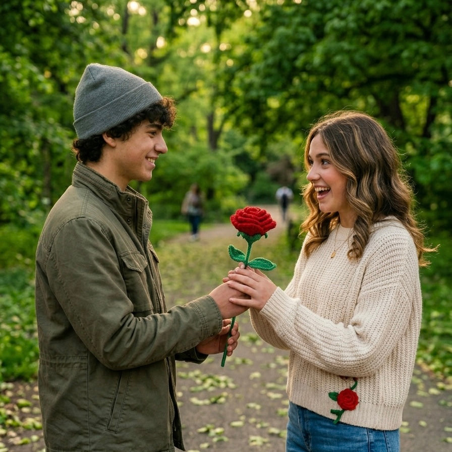 Handmade Crochet Red Rose