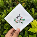 Floral embroidery handkerchief with initial