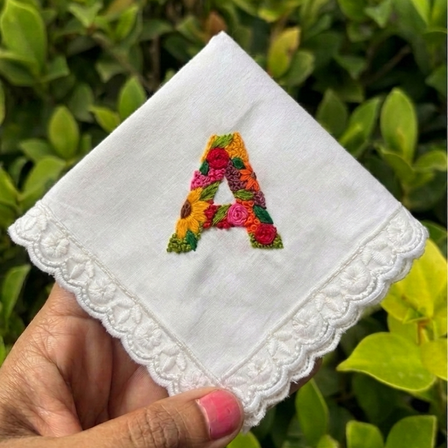 Handkerchief with lace border