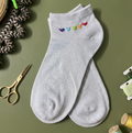 Socks with rainbow hearts embroidery ( 1 pair )