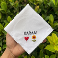 Name with heart and sunflower - embroidery handkerchief